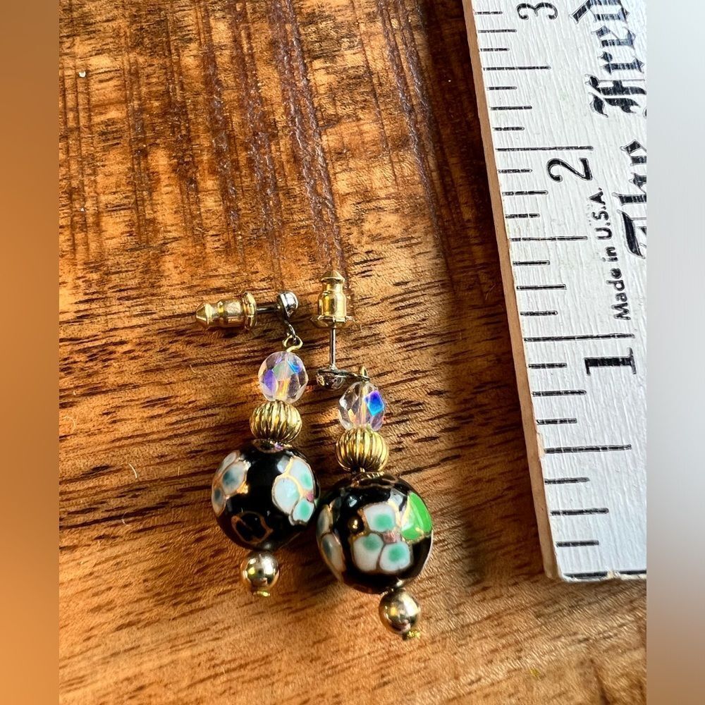 cloisonné dangling earrings